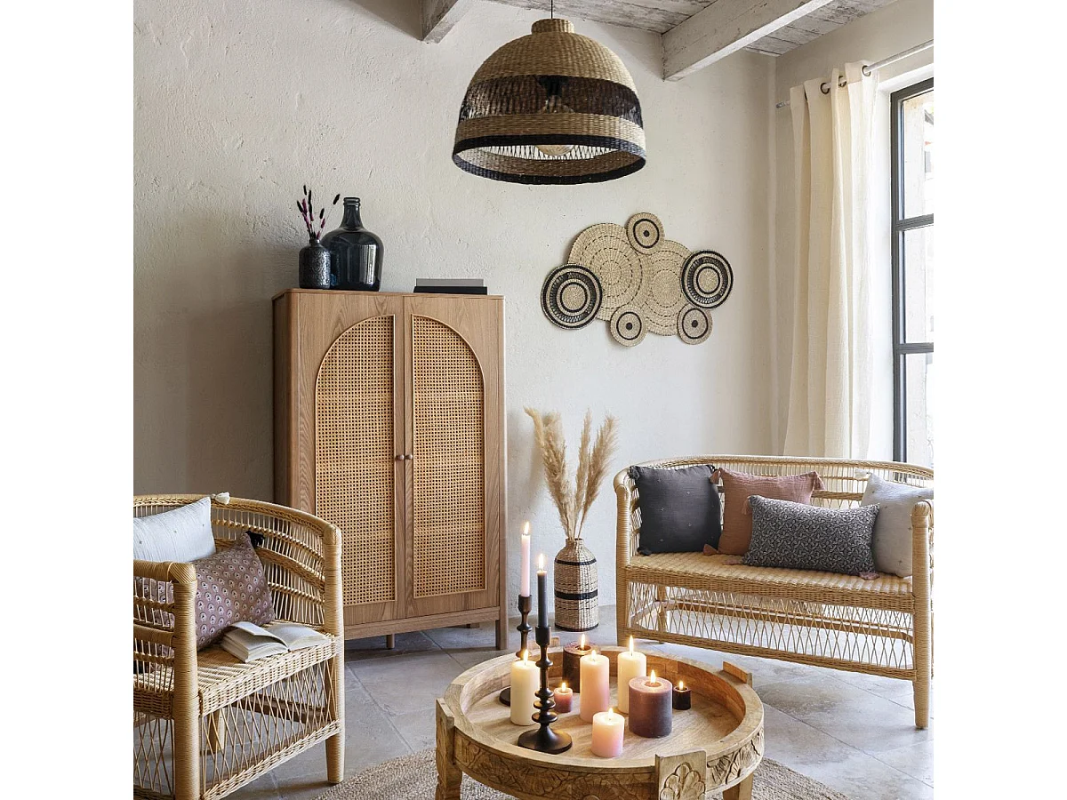 Vase en Céramique émaillée Gris motif en relief D. 12 x H. 21,5 cm