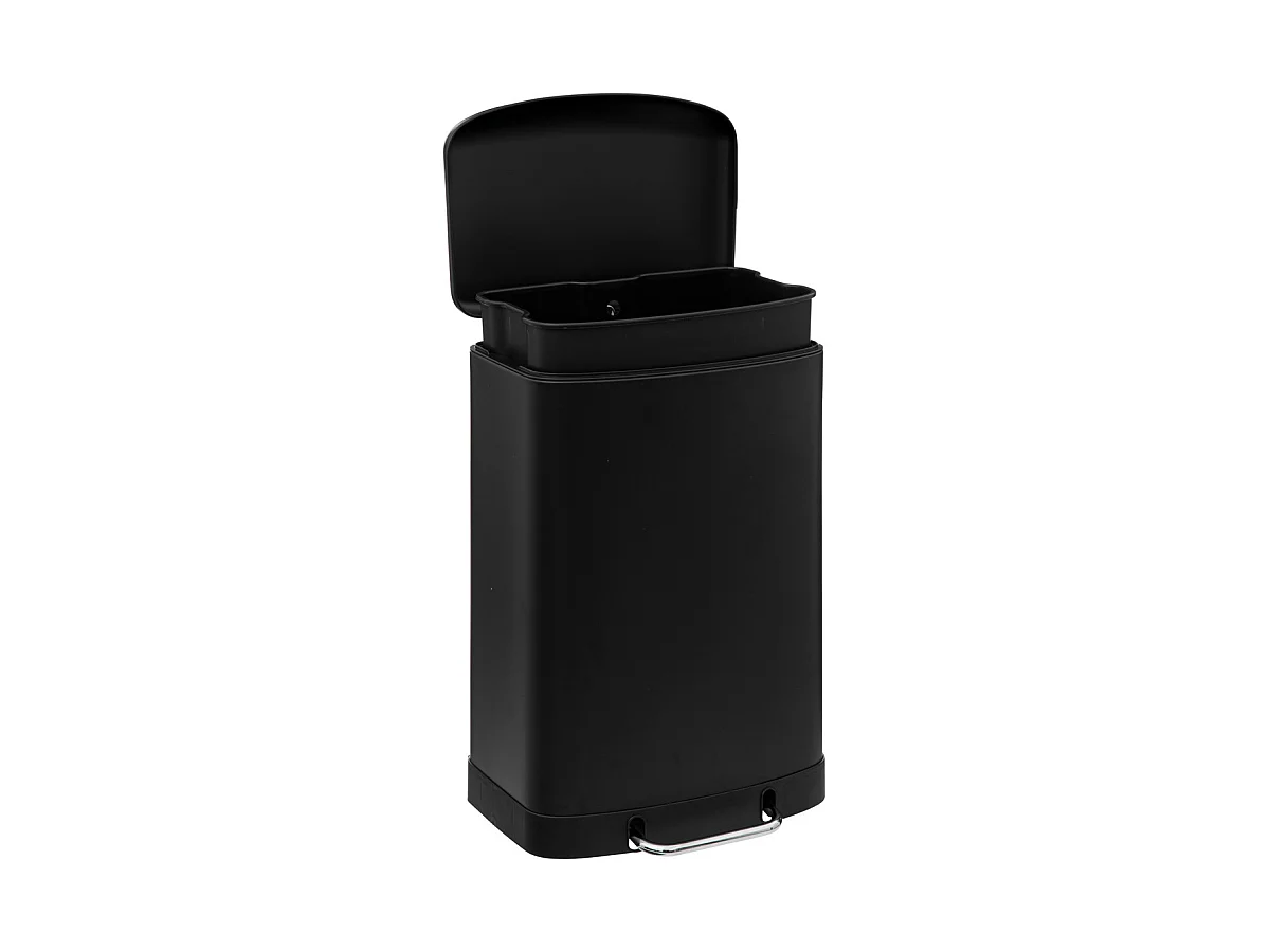 Poubelle en Métal Noir 50 Litres ouverture à pédale
