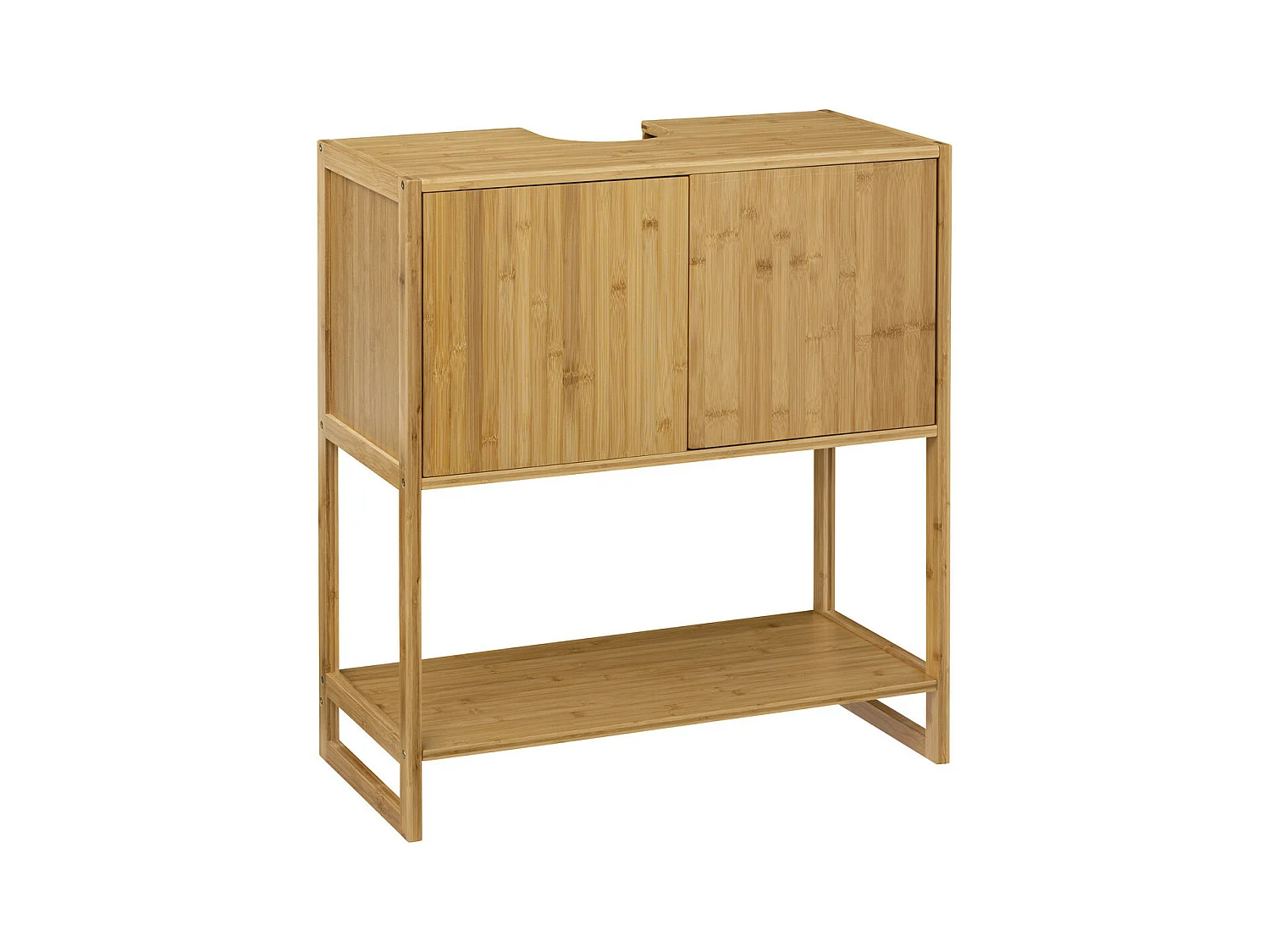 Meuble sous lavabo en Bambou 2 Portes et 1 Etagère H 80 cm