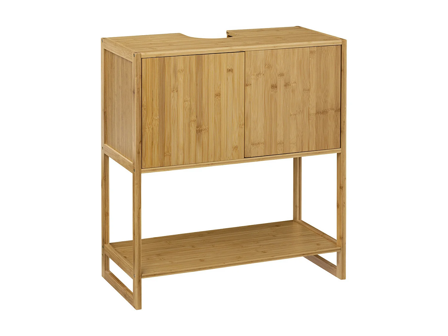 Meuble sous lavabo en Bambou 2 Portes et 1 Etagère H 80 cm