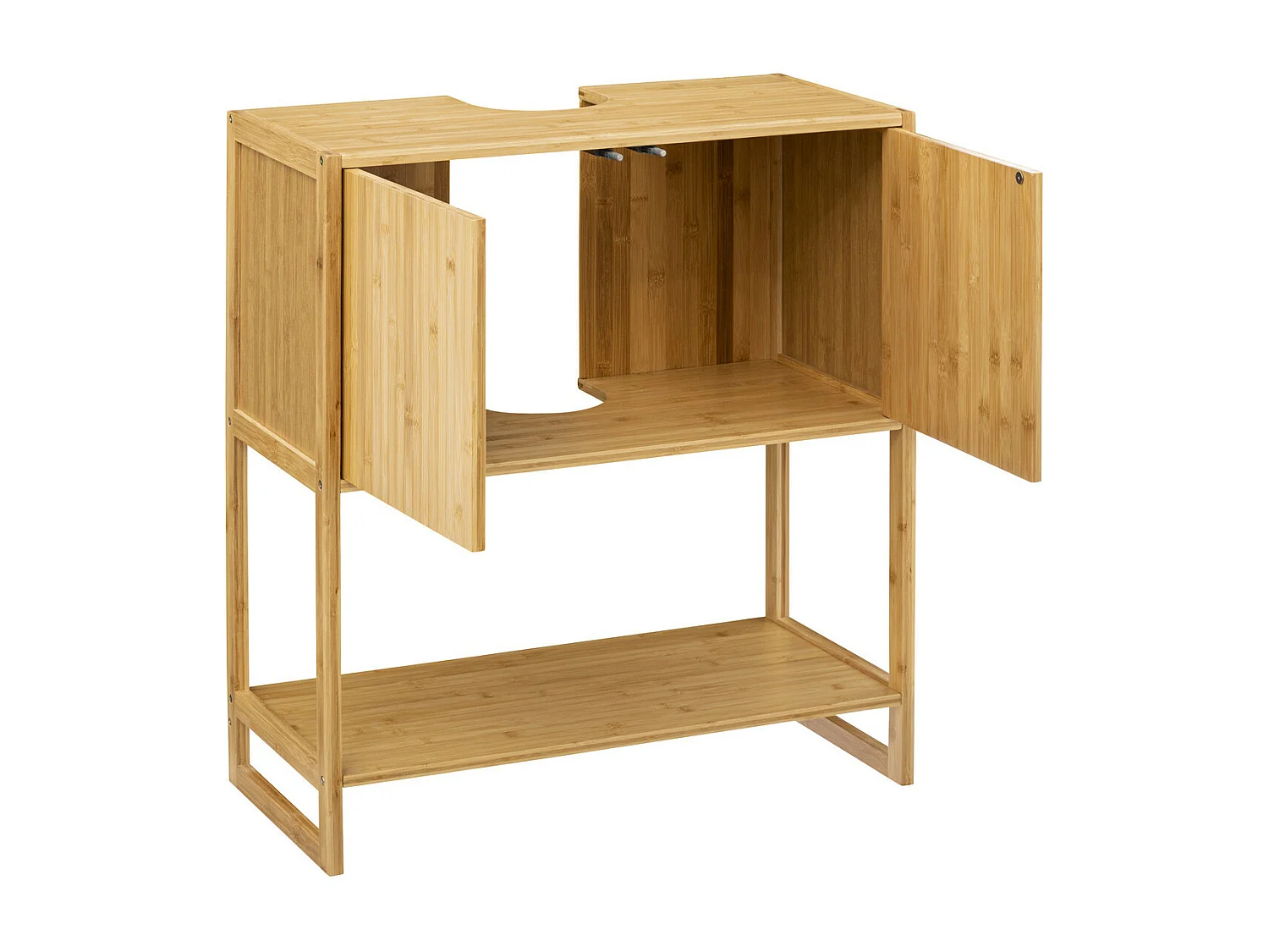 Meuble sous lavabo en Bambou 2 Portes et 1 Etagère H 80 cm