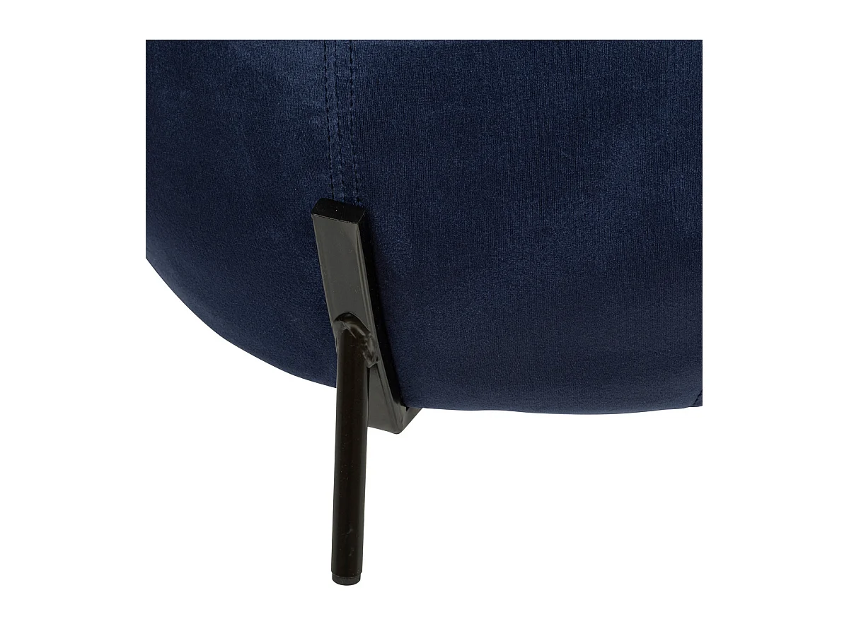 Pouf en Velours Bleu et Pieds en Métal D 44 x H 35 cm