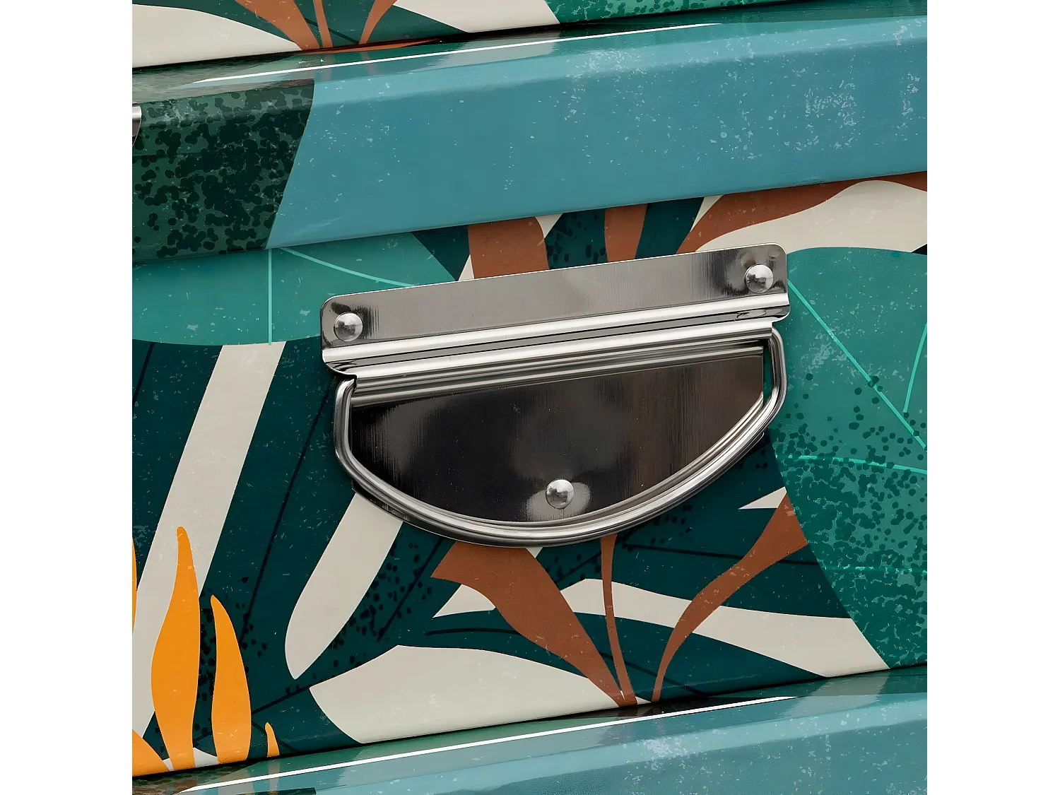 Lot de 6 Boîtes de rangement avec poignées et coins en métal déco Tropic