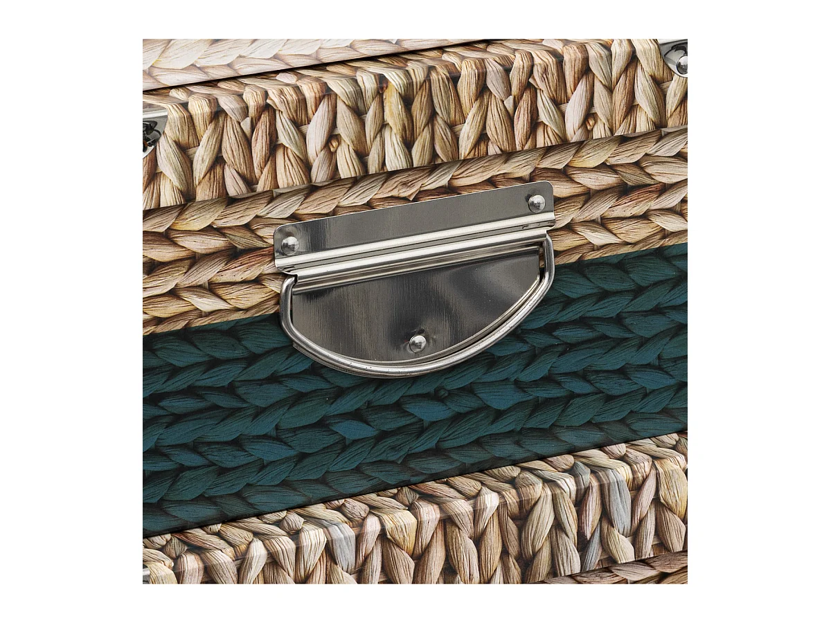 Lot de 6 Boîtes de rangement avec poignées et coins en métal déco Tricot