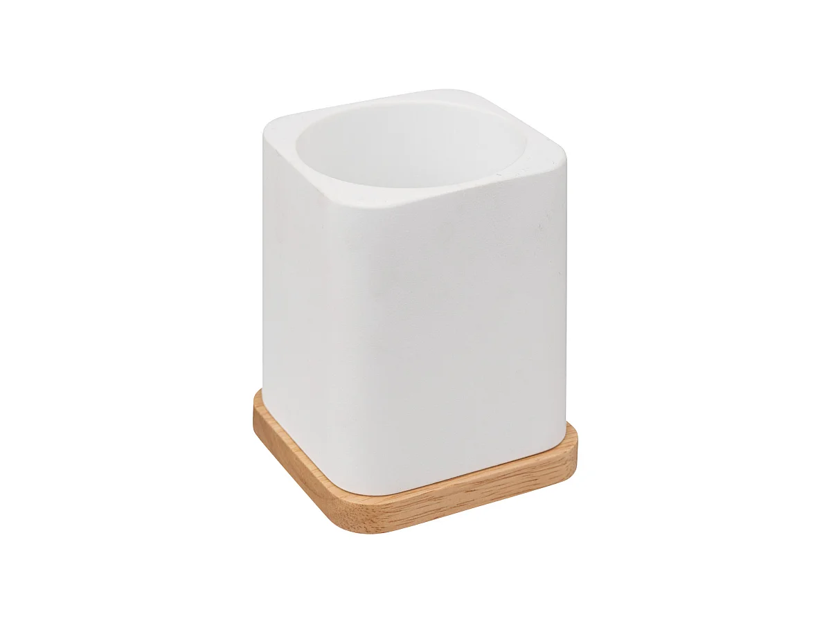 Brosse WC avec support en Inox et Résine Blanc mat