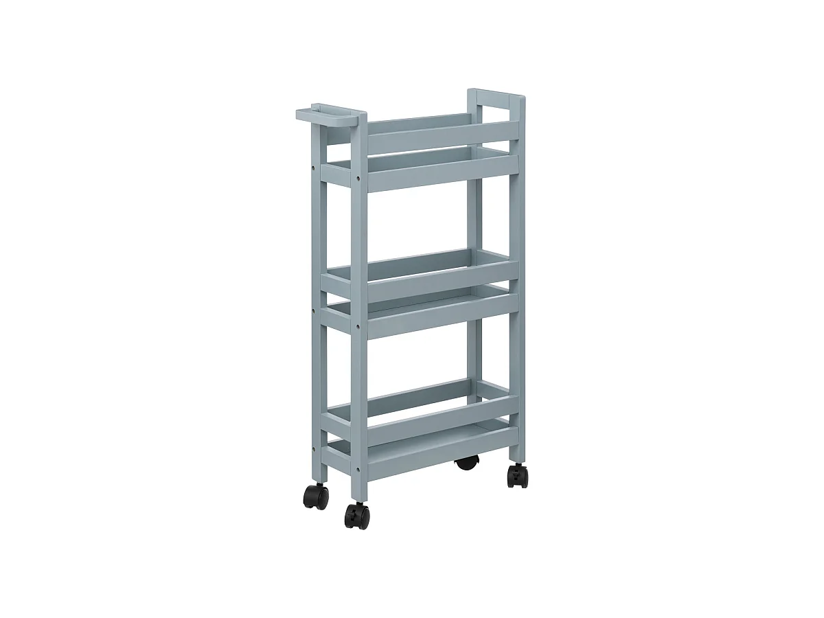 Desserte roulante 3 niveaux Bleu artic H 75 cm idéale pour les petits espaces