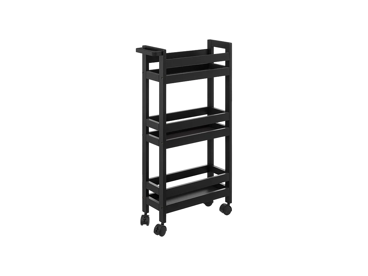 Desserte roulante 3 niveaux Noir Khol  H 75 cm idéale pour les petits espaces