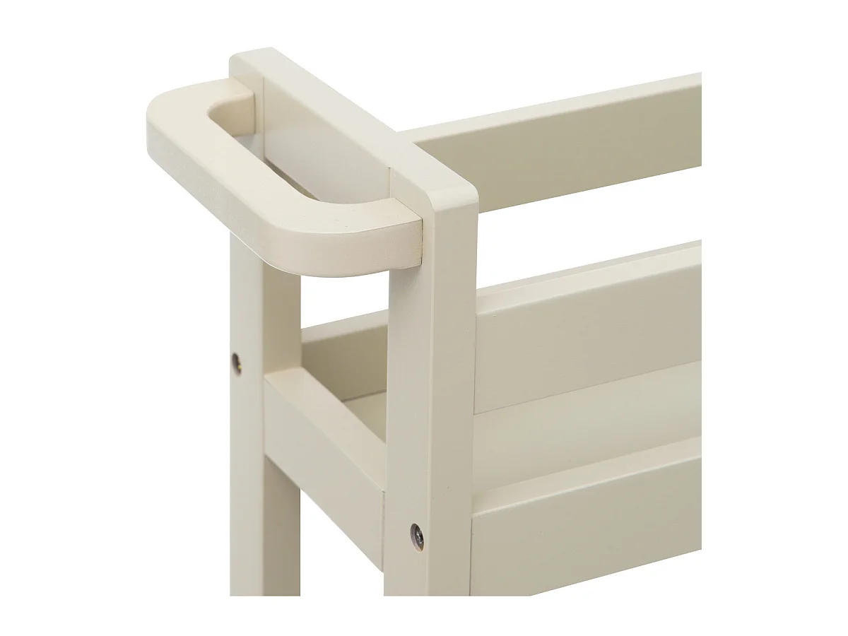 Desserte roulante 3 niveaux Beige Lin H 75 cm idéale pour les petits espaces