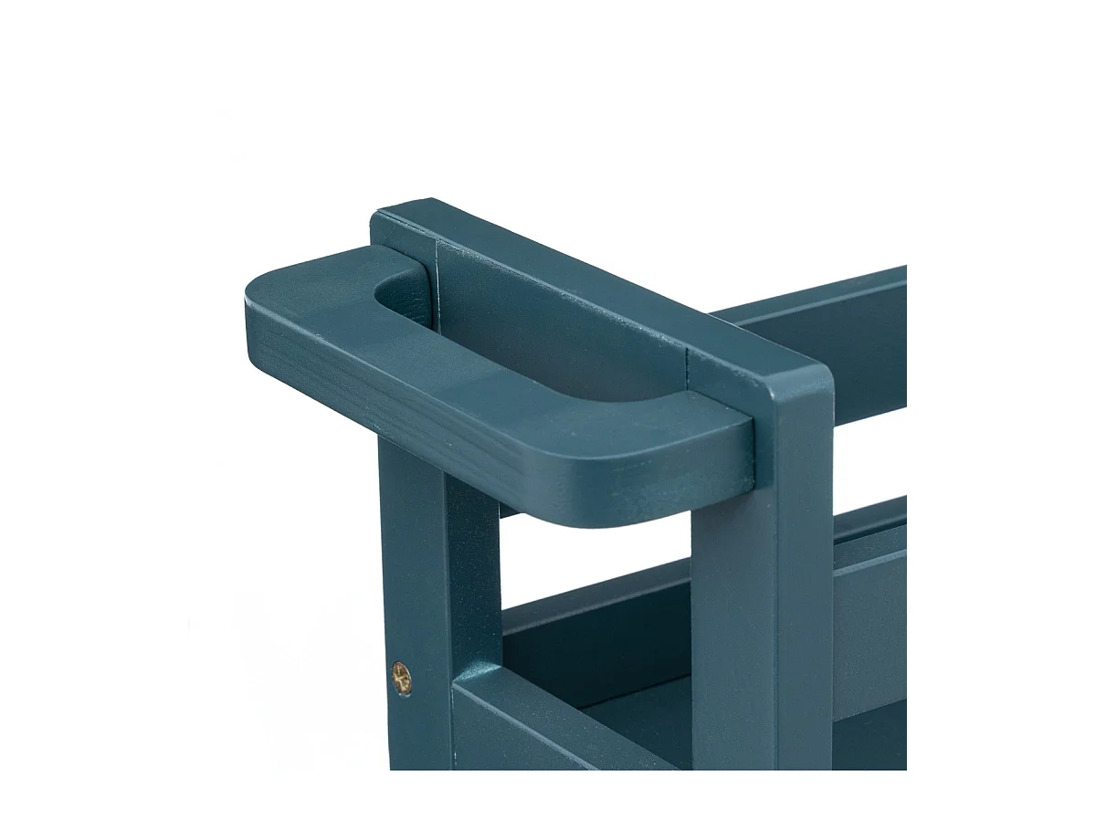 Desserte roulante 3 niveaux Bleu Pétrole H 75 cm idéale pour les petits espaces