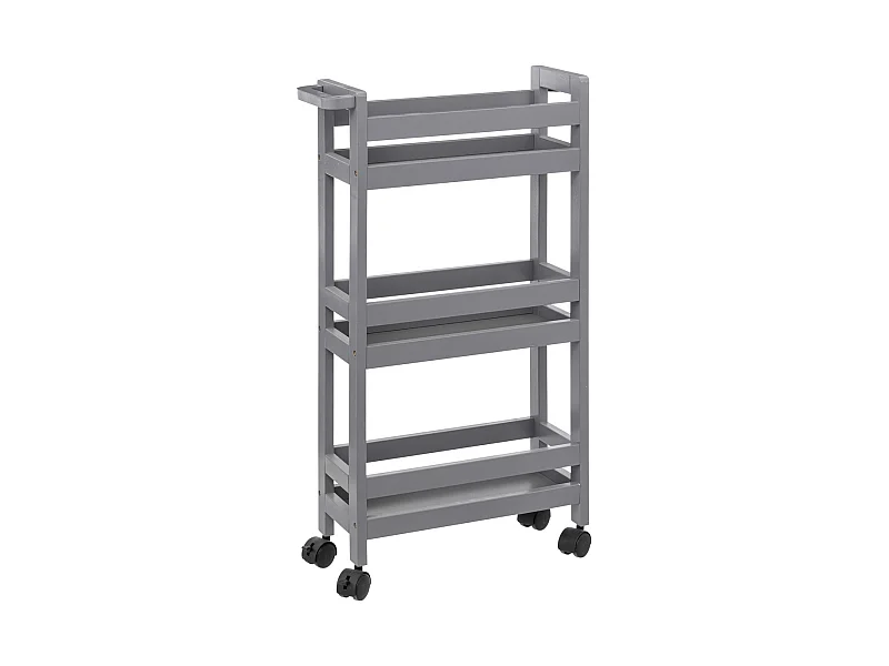 Desserte roulante 3 niveaux Gris Galet H 75 cm idéale pour les petits espaces