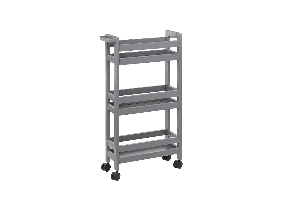 Desserte roulante 3 niveaux Gris Galet H 75 cm idéale pour les petits espaces
