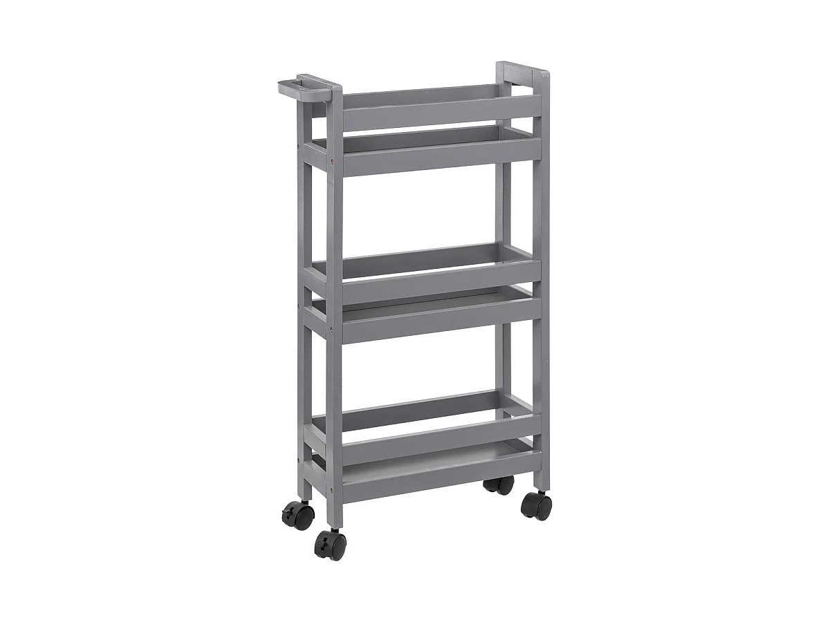 Desserte roulante 3 niveaux Gris Galet H 75 cm idéale pour les petits espaces