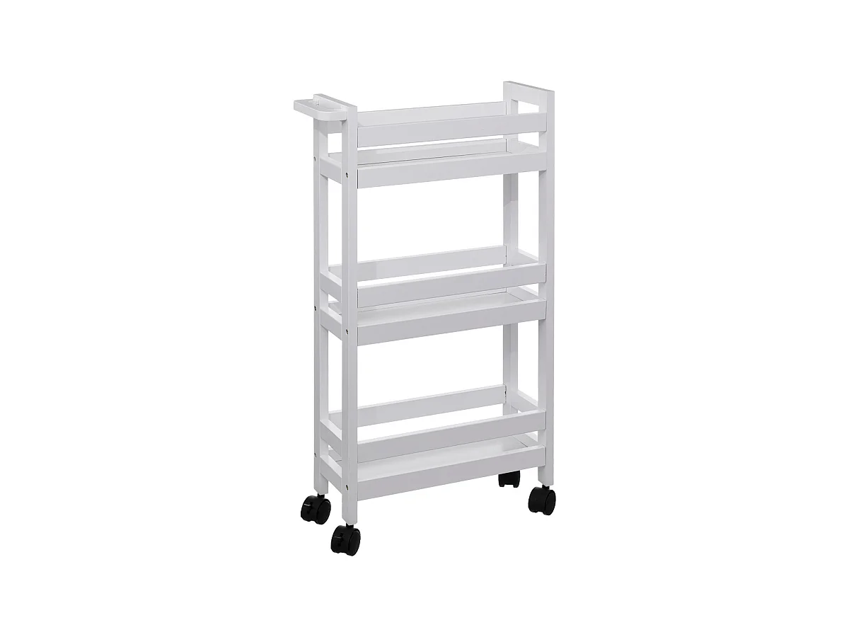 Desserte roulante 3 niveaux Blanc Coton H 75 cm idéale pour les petits espaces