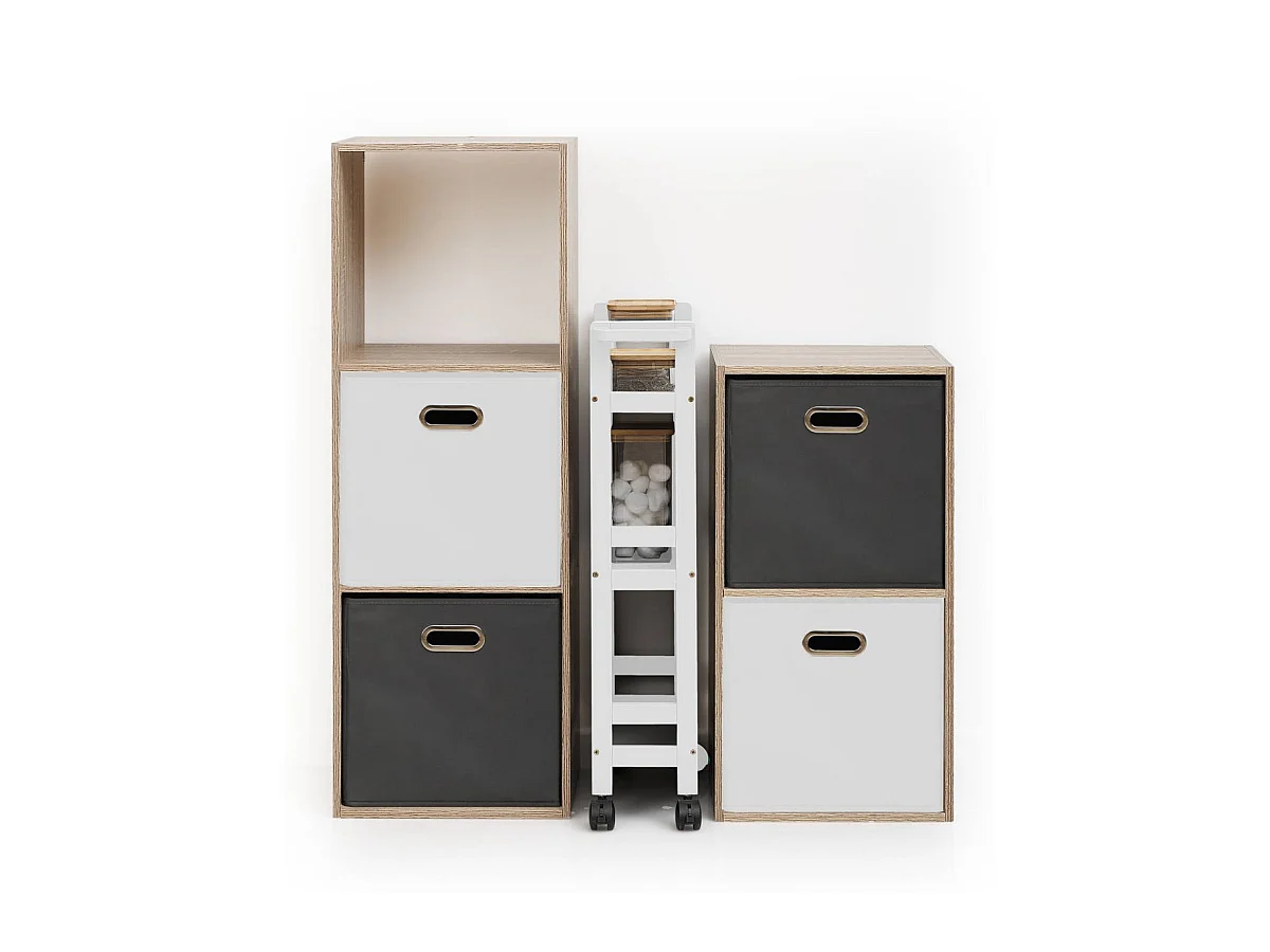 Desserte roulante 3 niveaux Blanc Coton H 75 cm idéale pour les petits espaces