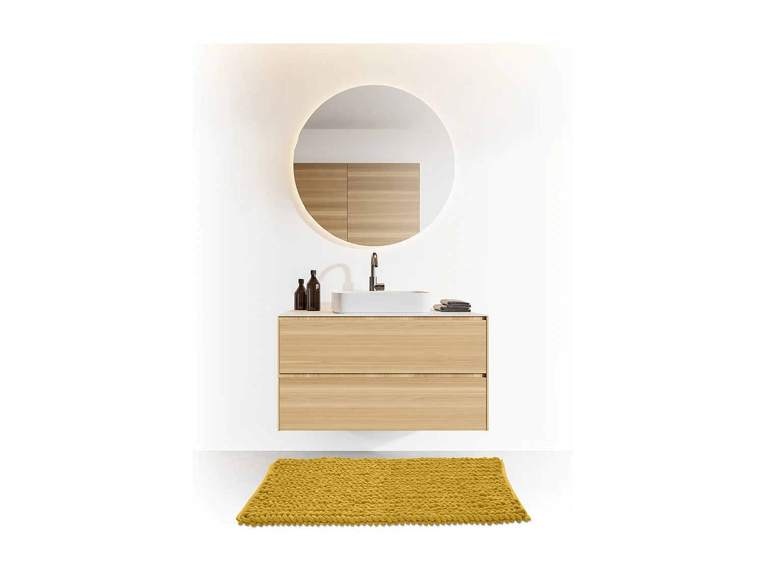 Tapis de Salle de Bain épais Jaune moutarde 50 x 75 cm