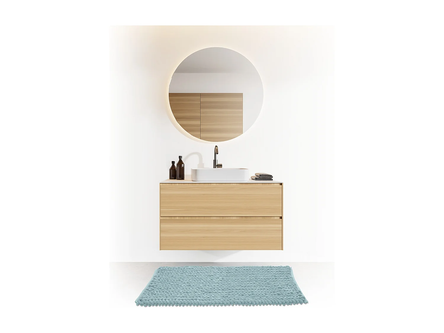 Tapis de Salle de Bain épais Bleu artic 50 x 75 cm