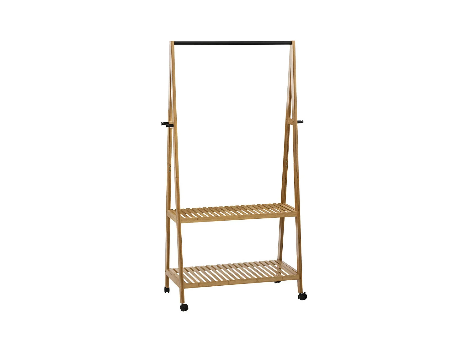 Penderie Portant à vêtements en Bambou avec 2 étagères H 163 cm