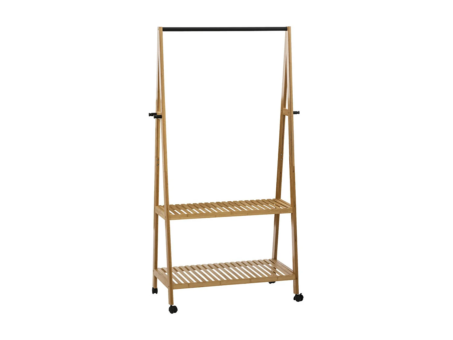 Penderie Portant à vêtements en Bambou avec 2 étagères H 163 cm