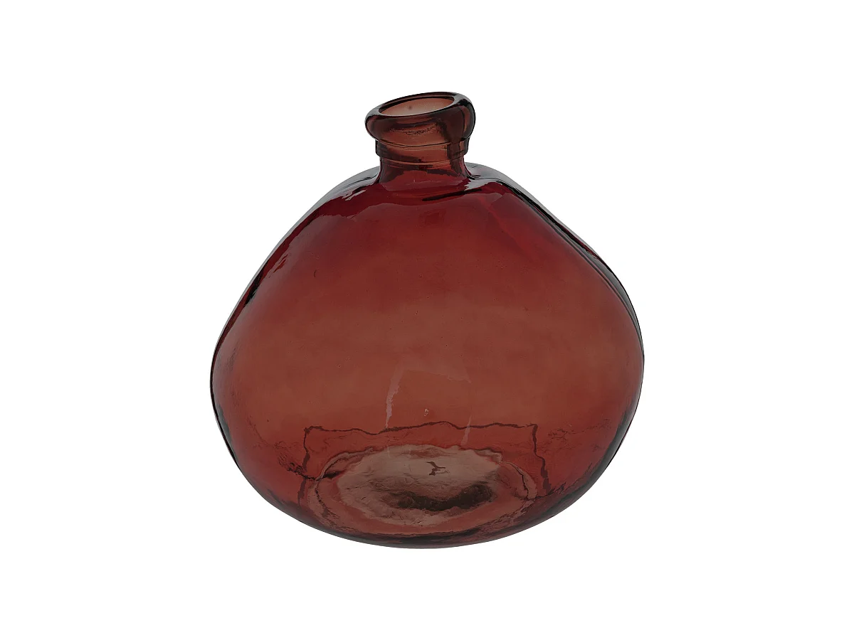 Vase rond en Verre recyclé Rouge Ambre H 33 cm