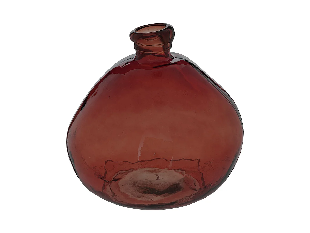 Vase rond en Verre recyclé Rouge Ambre H 33 cm