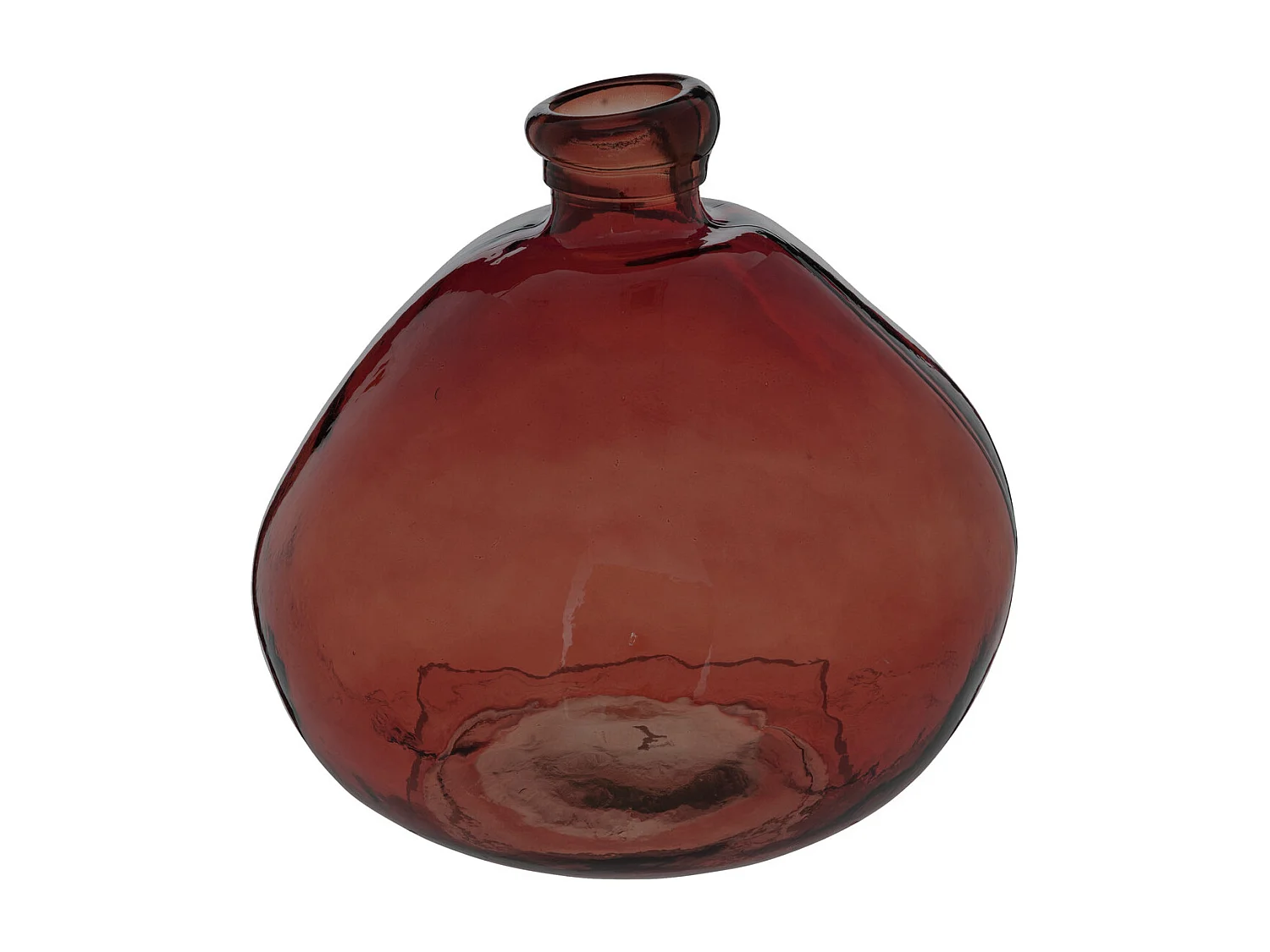 Vase rond en Verre recyclé Rouge Ambre H 33 cm