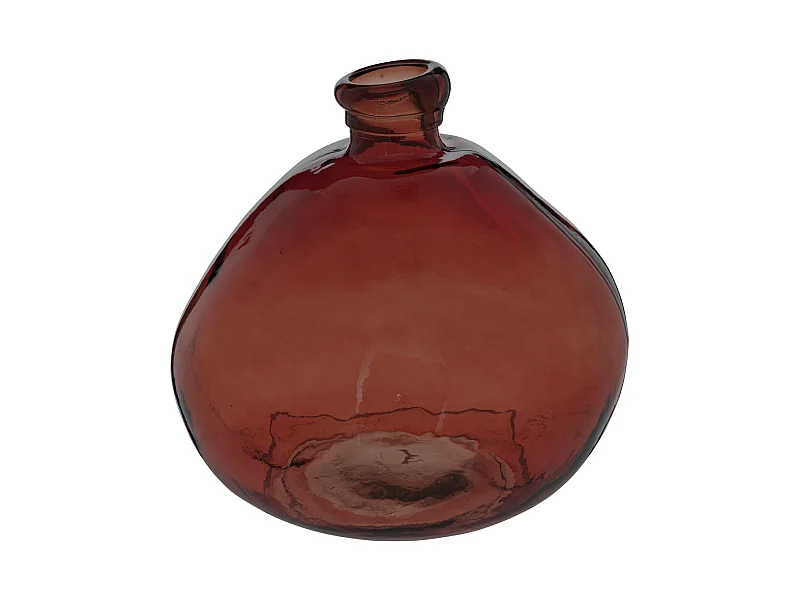 Vase rond en Verre recyclé Rouge Ambre H 33 cm