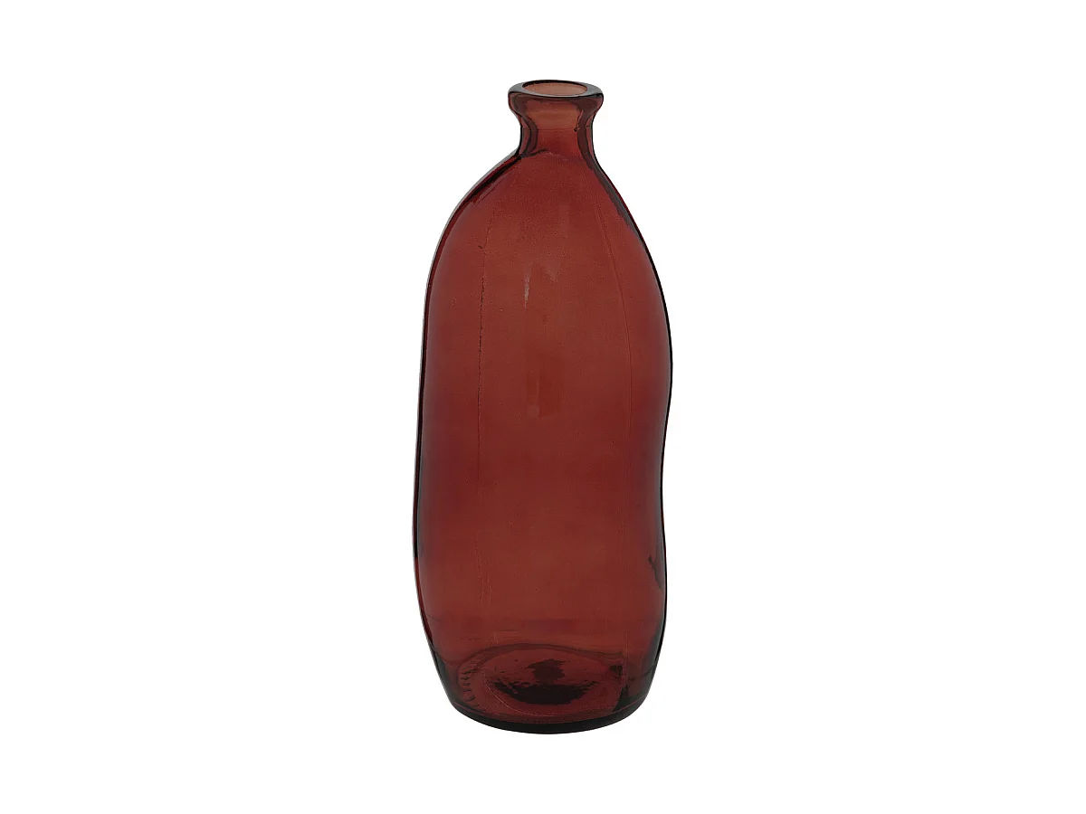 Vase bouteille en Verre  recyclé Rouge Ambre D 13 x H 35 cm