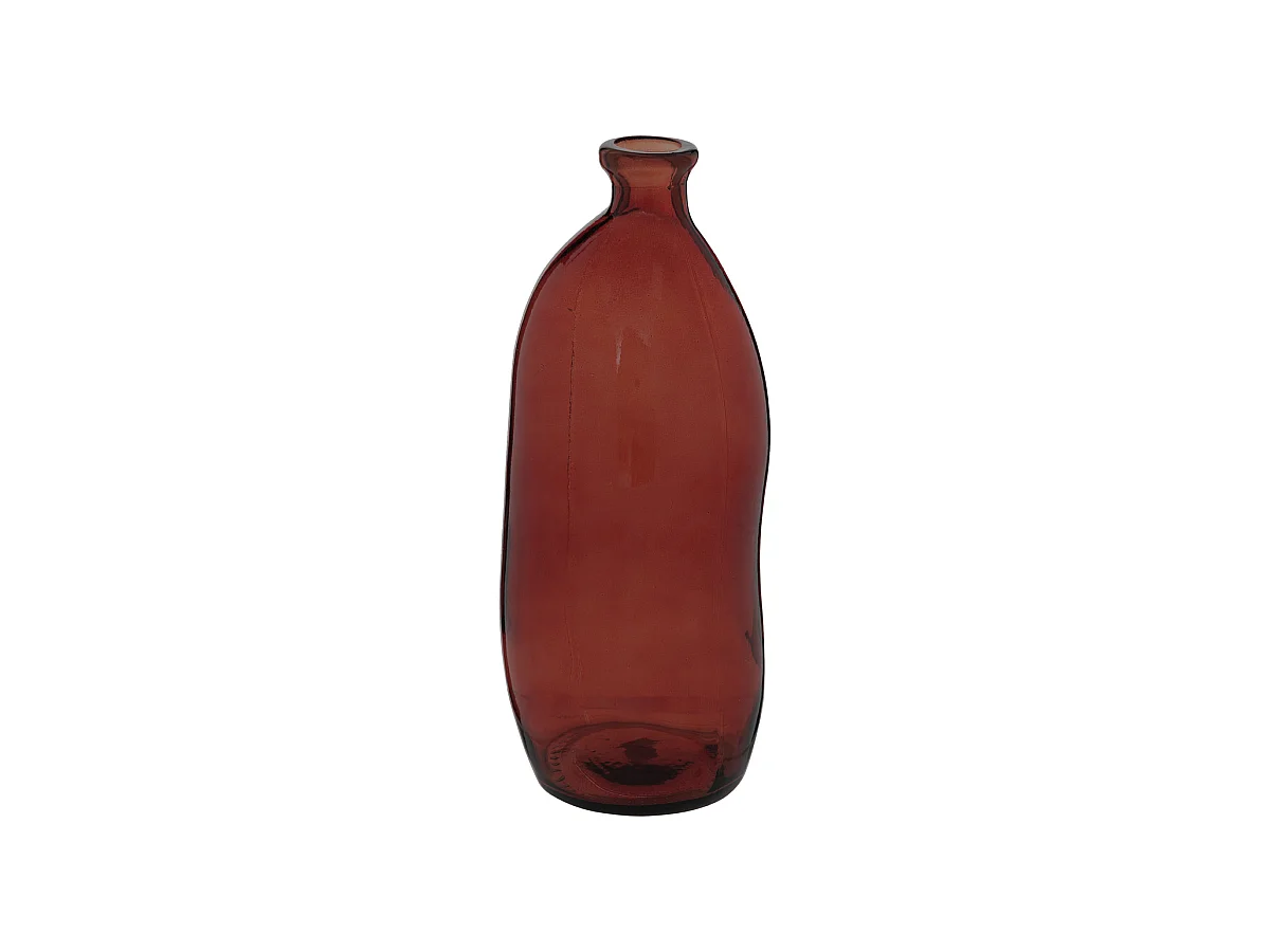 Vase bouteille en Verre  recyclé Rouge Ambre D 13 x H 35 cm