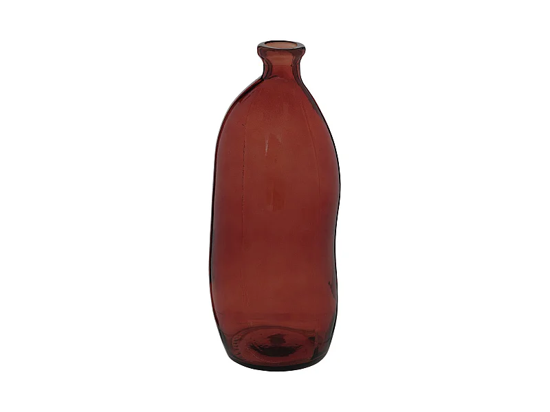 Vase bouteille en Verre  recyclé Rouge Ambre D 13 x H 35 cm