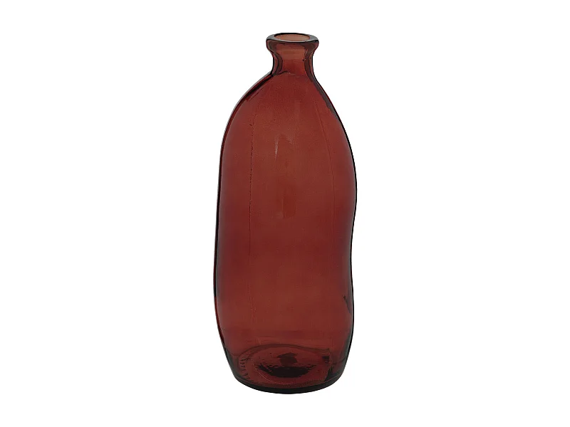 Vase bouteille en Verre  recyclé Rouge Ambre D 13 x H 35 cm