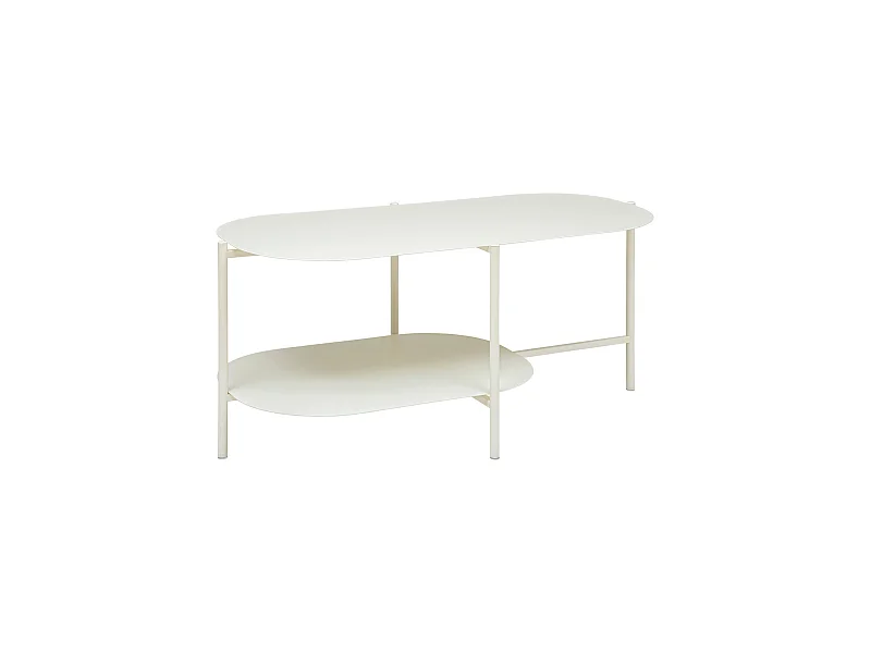 Table basse en métal Blanc Ivoire 100 x 50 cm