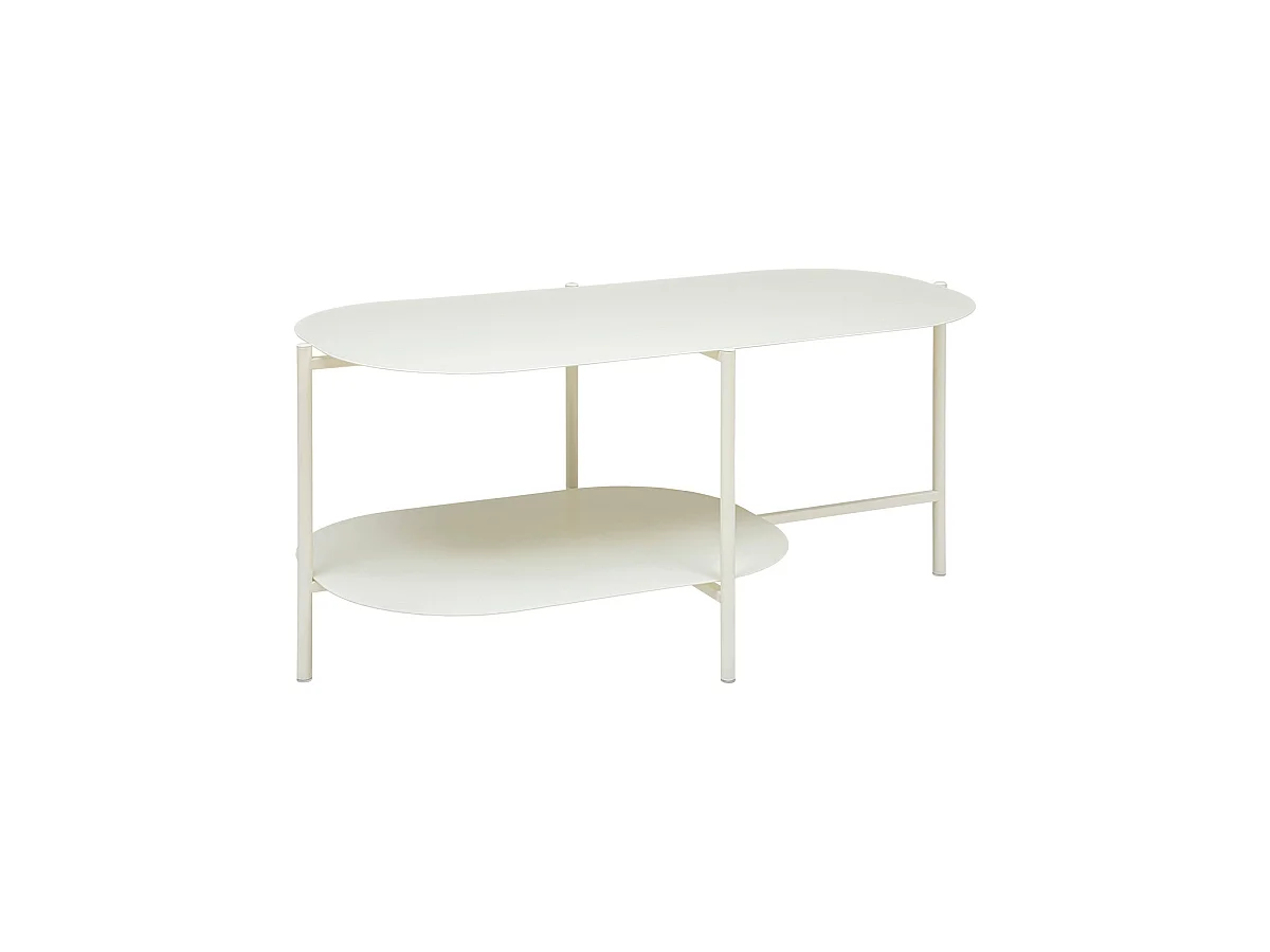 Table basse en métal Blanc Ivoire 100 x 50 cm