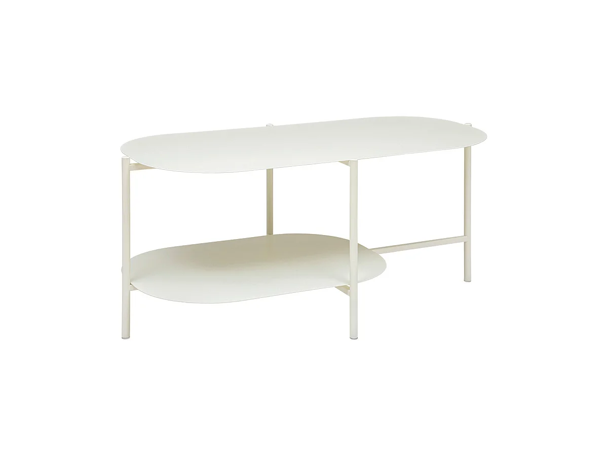 Table basse en métal Blanc Ivoire 100 x 50 cm