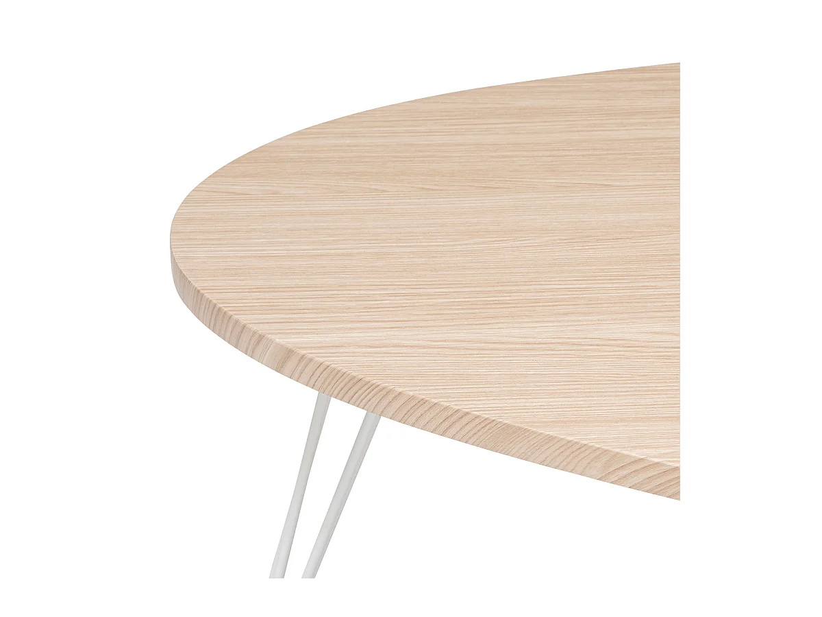 Table basse en bois et pieds en métal blanc 112 x 80 x H 40 cm