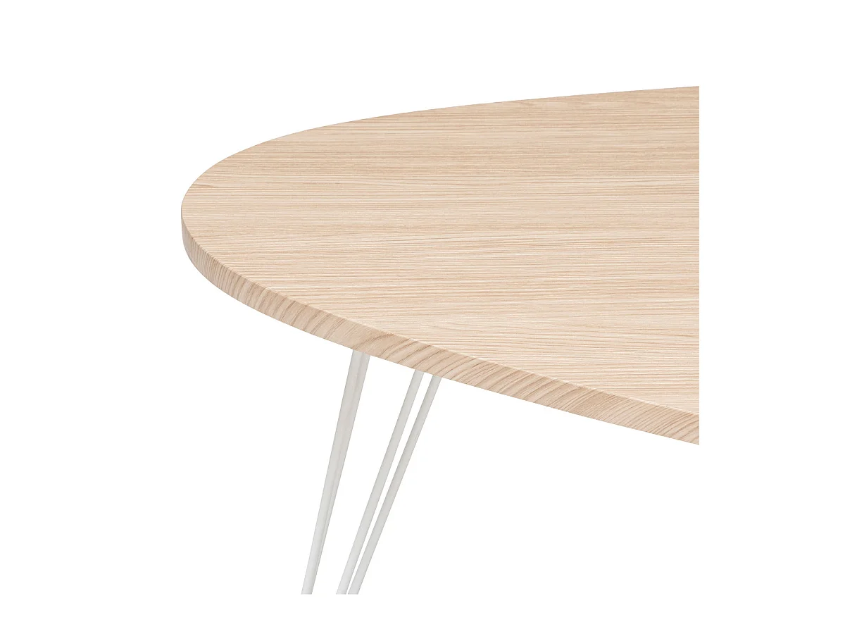 Table basse en bois et pieds en métal blanc 97 x 65 x H 50 cm