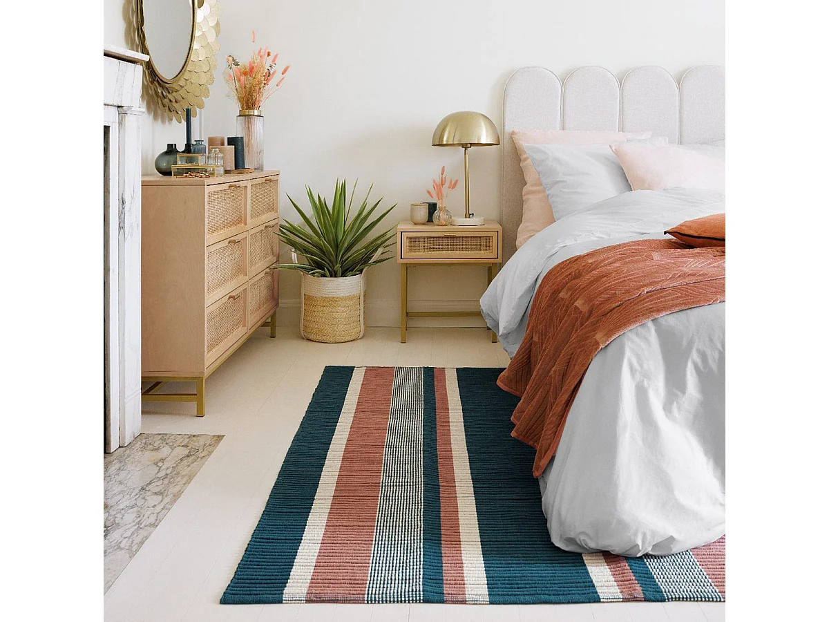 Tapis décoratif en Coton cannelé Multicolore 120 x170 cm