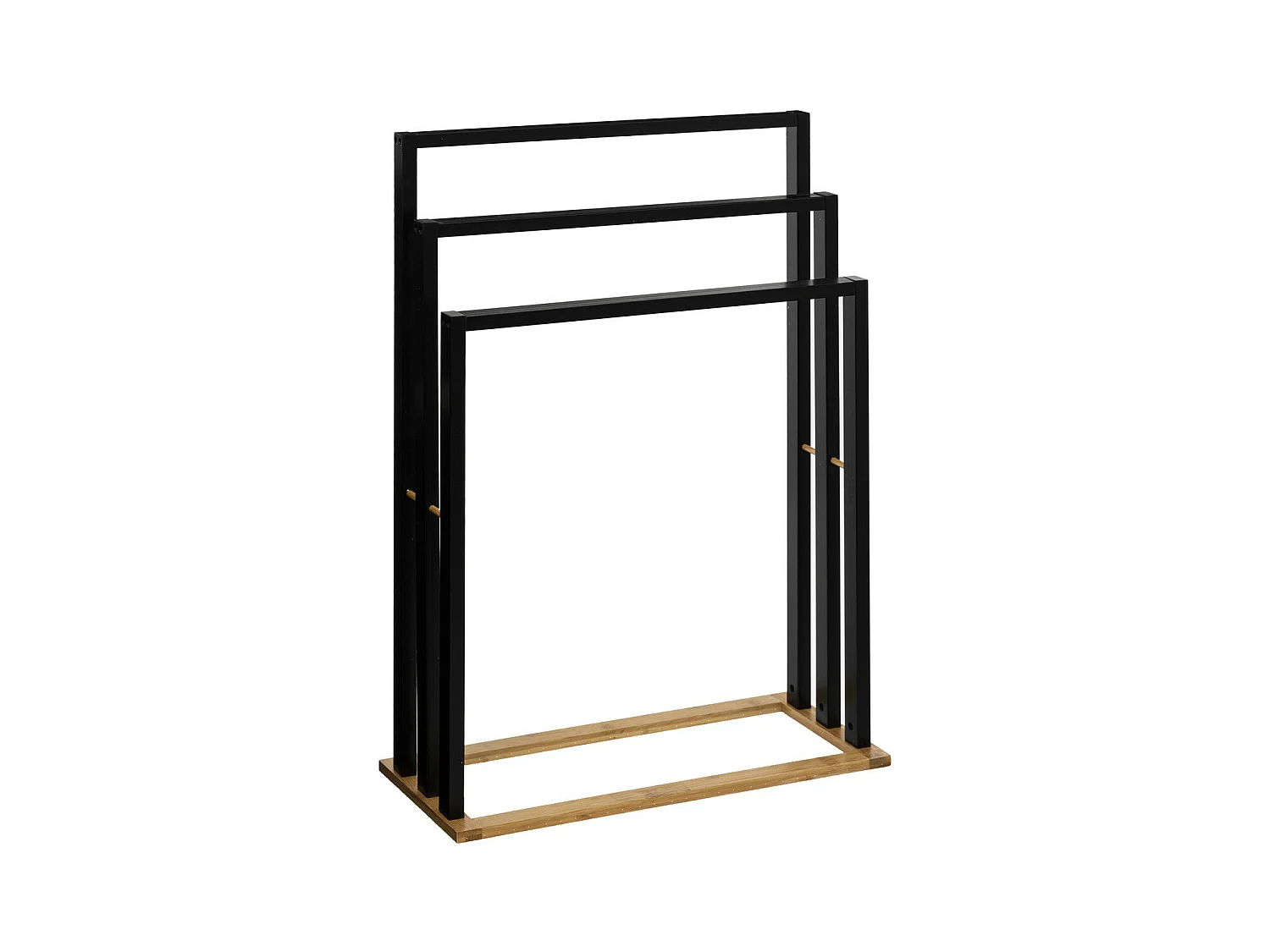 Porte-serviettes 3 Barres en Bambou et Bois Noir H 82 cm