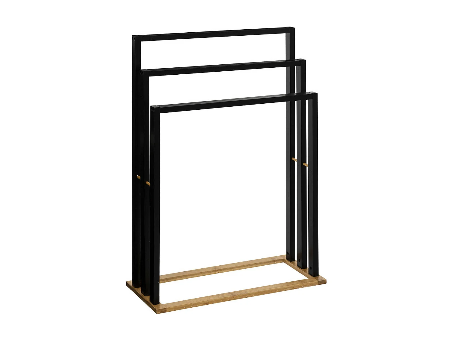 Porte-serviettes 3 Barres en Bambou et Bois Noir H 82 cm