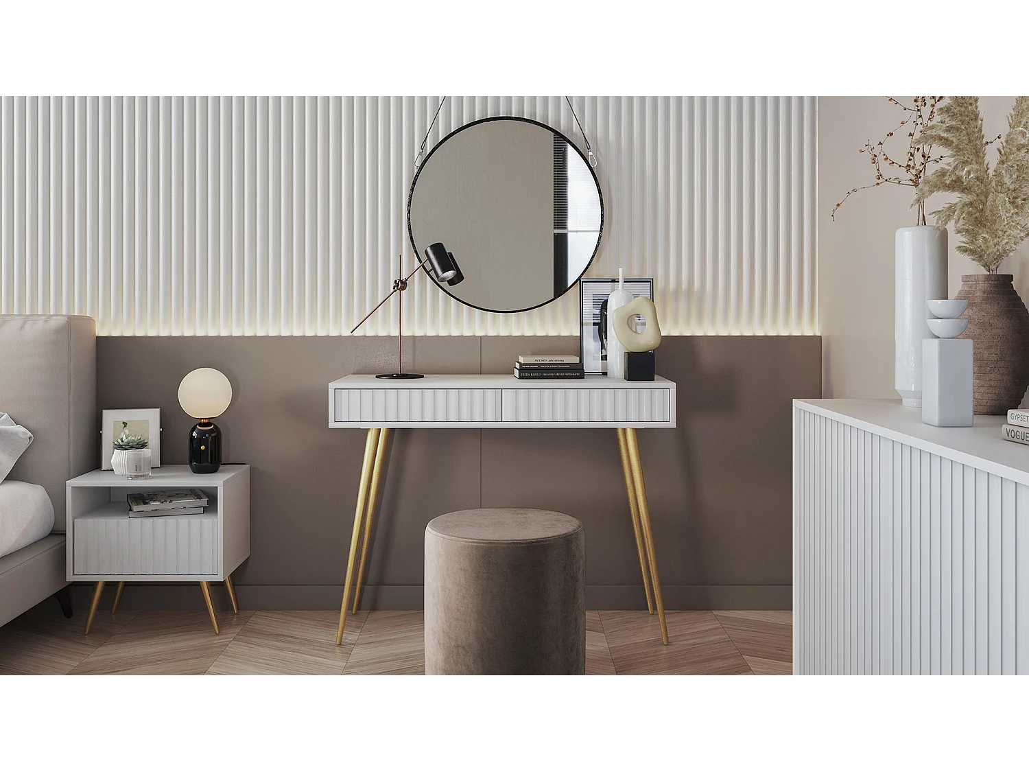 Coiffeuse -  104 cm - blanc - Bello