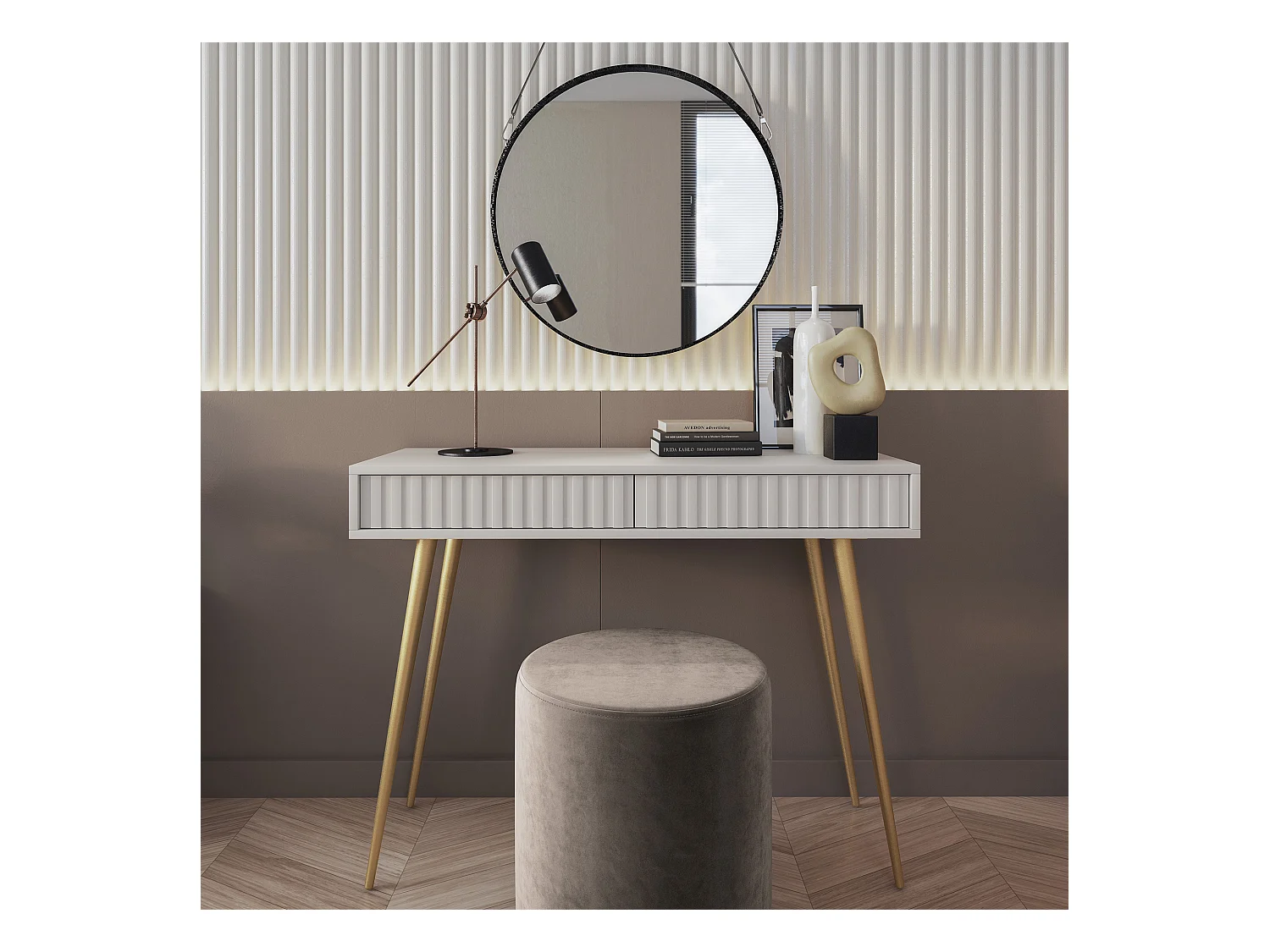 Coiffeuse -  104 cm - blanc - Bello