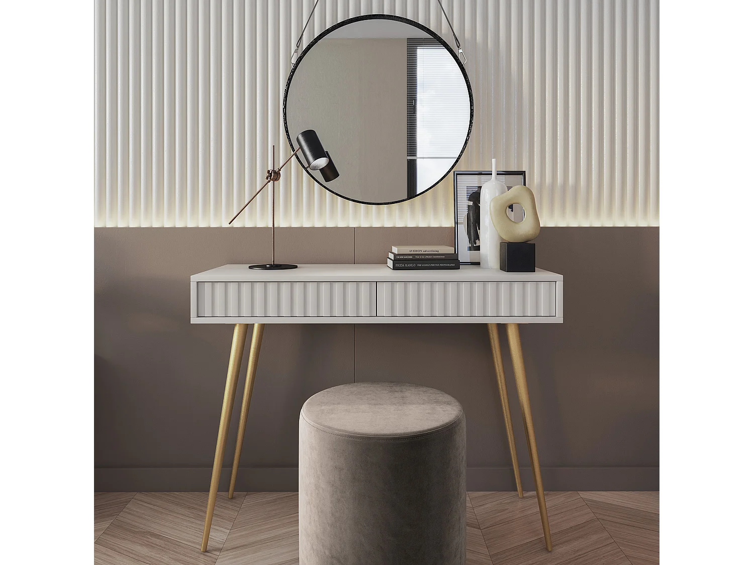 Coiffeuse -  104 cm - blanc - Bello