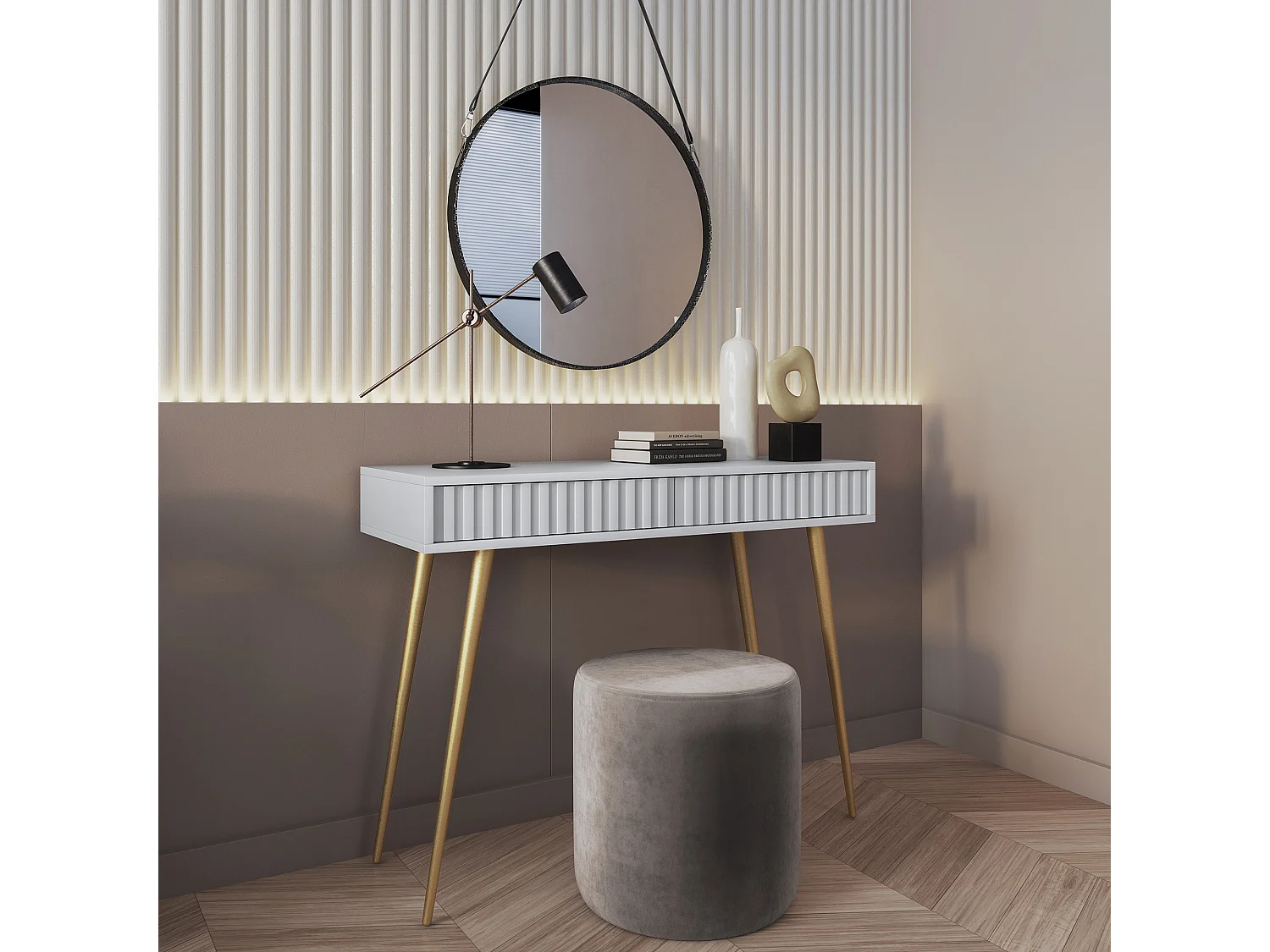 Coiffeuse -  104 cm - blanc - Bello