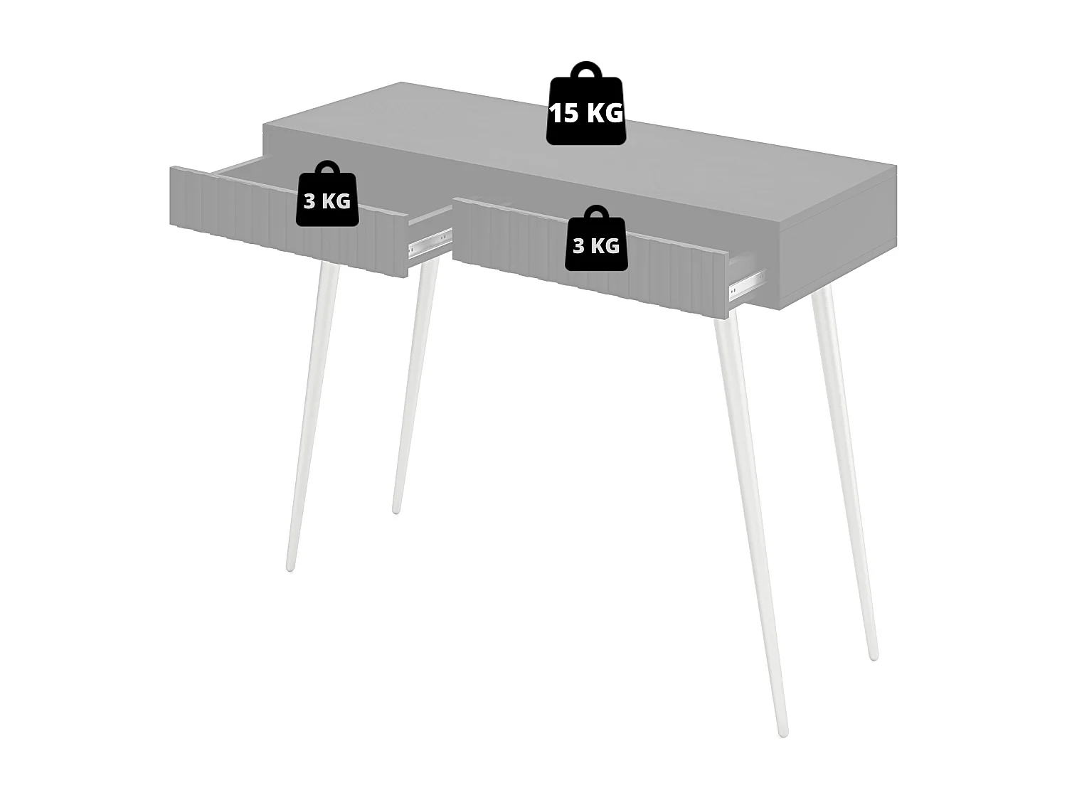 Schminktisch - 104 cm - weiß - Bello