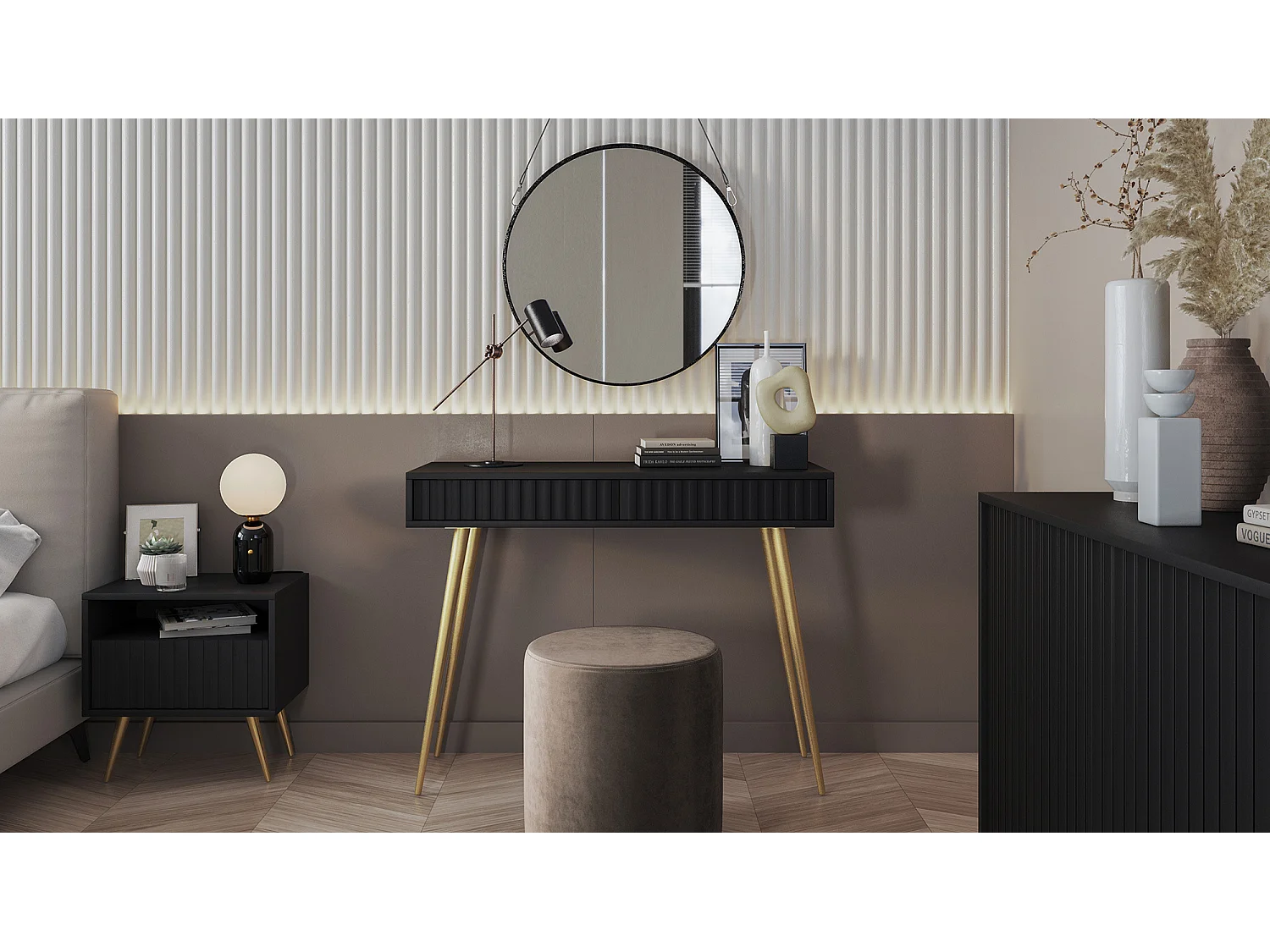 Coiffeuse -  104 cm - noir - Bello