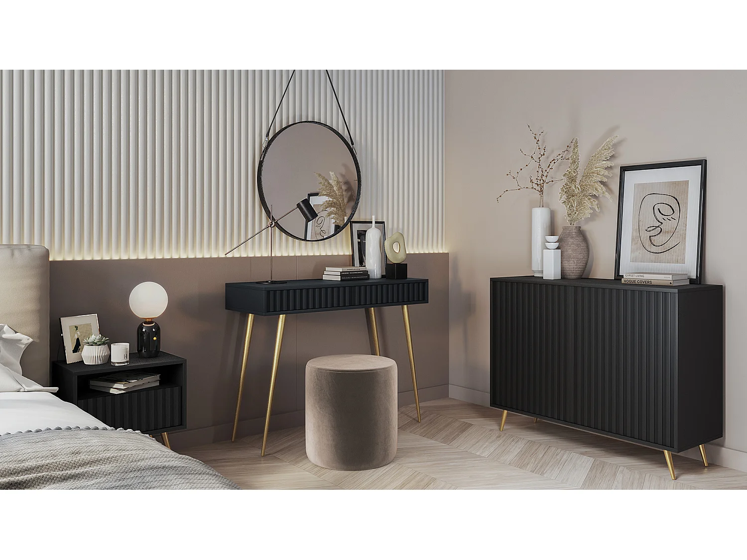 Coiffeuse -  104 cm - noir - Bello