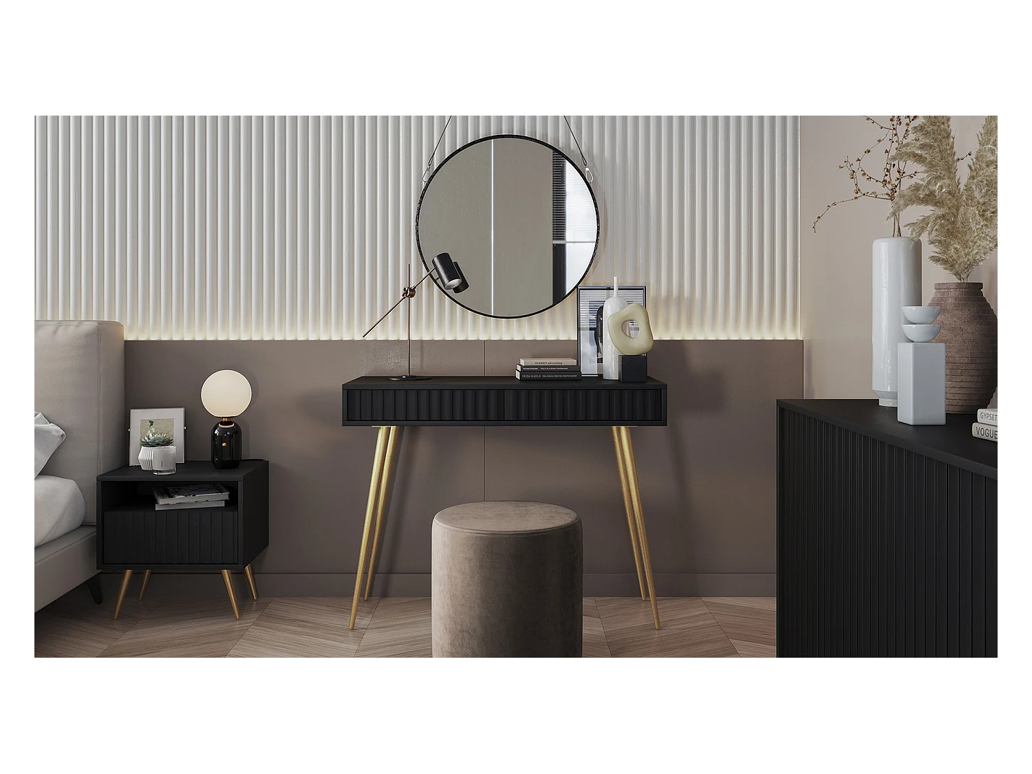 Coiffeuse -  104 cm - noir - Bello