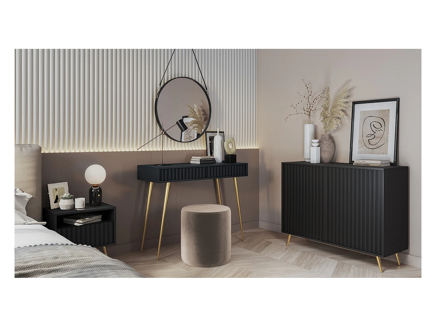 Coiffeuse -  104 cm - noir - Bello