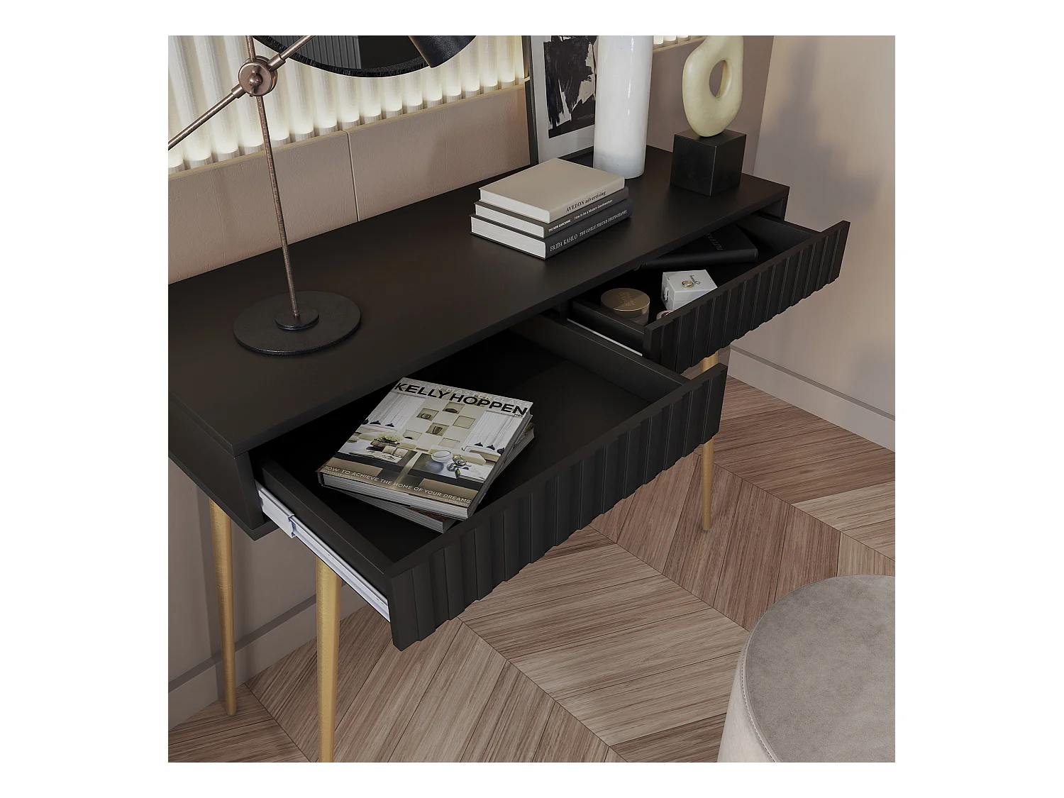 Coiffeuse -  104 cm - noir - Bello