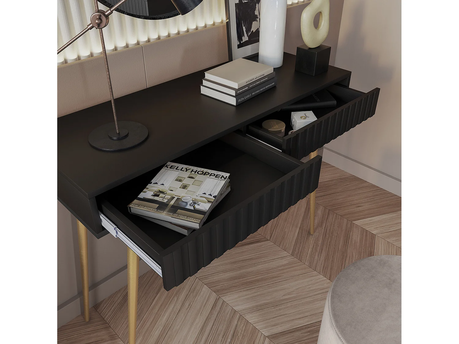 Coiffeuse -  104 cm - noir - Bello