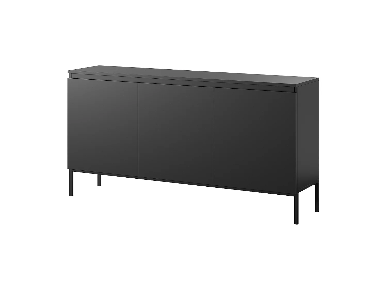 Driedeurs ladekast - 150 cm - zwart met zwarte poten - Bemmi